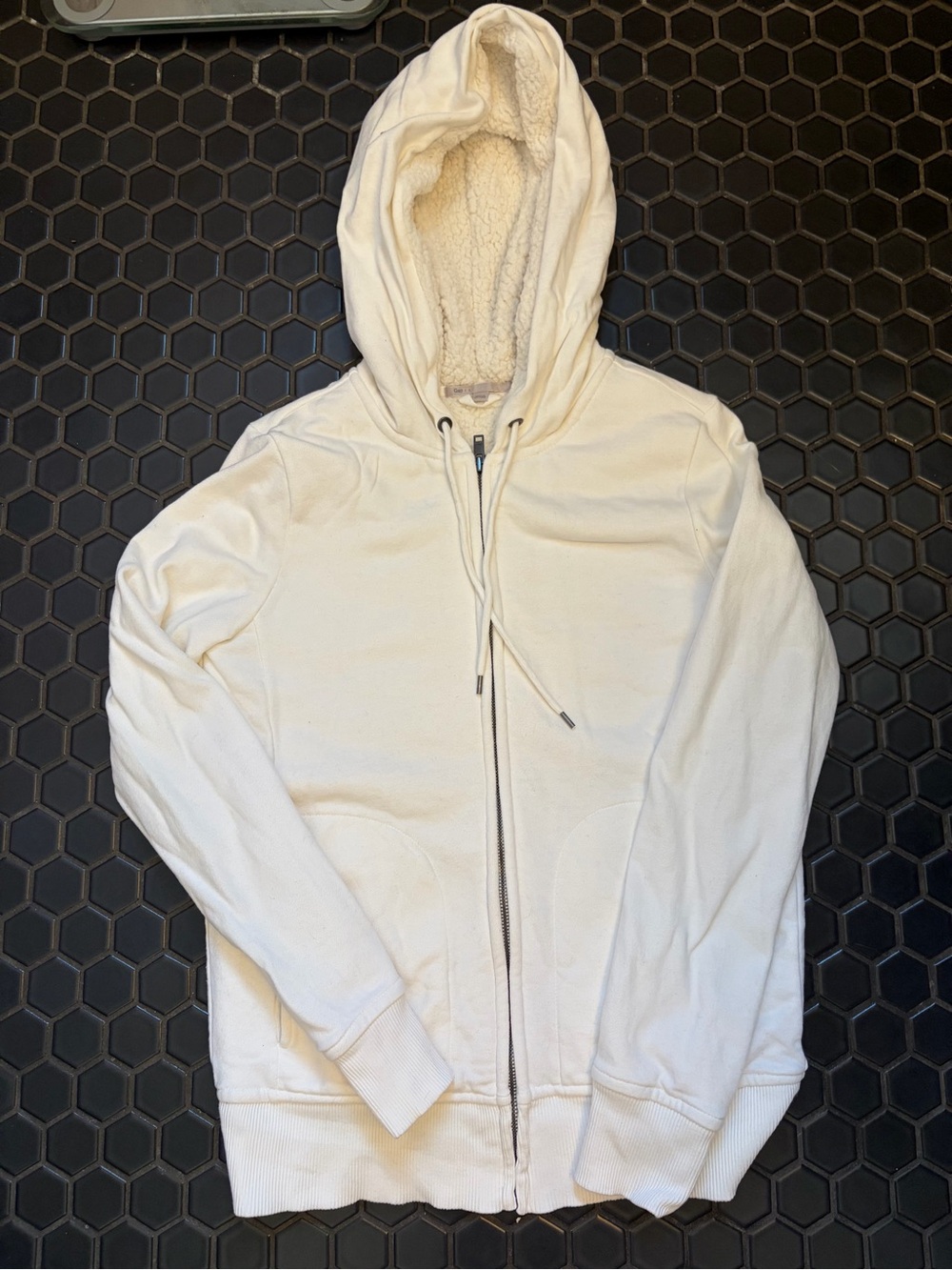 GAP Cream Sherpa-Lined Zip-Up Hoodie